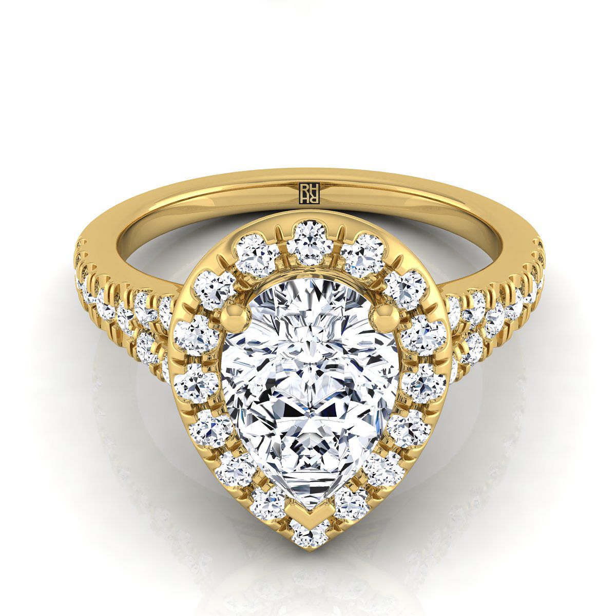 The Calliope pear engagement ring setting in 18K Yellow Gold | RockHer