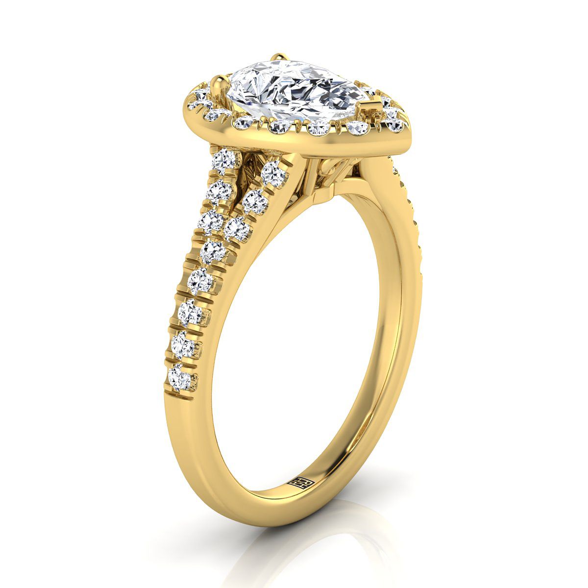 The Calliope Select Halo Engagement Ring with Lab Diamond in 18K Yellow Gold - view 2