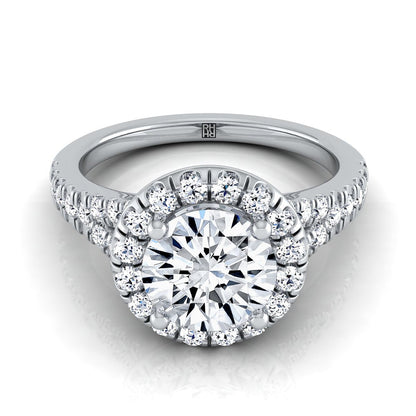 Round Brilliant, Petite Split Shank Halo, in Platinum, pave setting – view 8 | RockHer