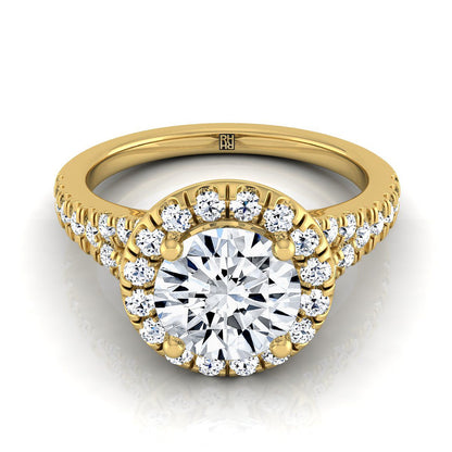 Calliope Select Petite Split Shank Halo Round Lab Diamond Engagement Ring in 14K Yellow Gold | RockHer