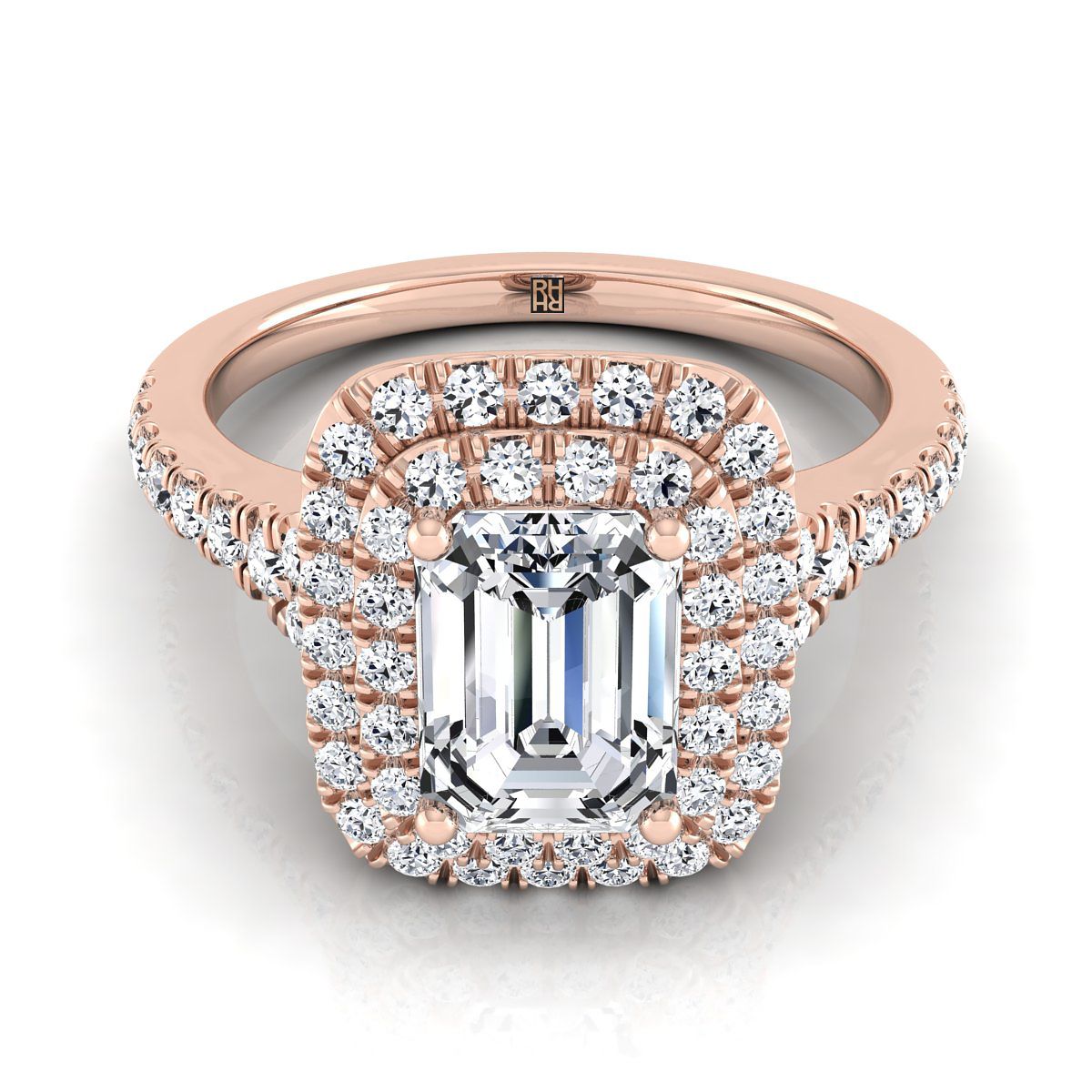 The Britney emerald engagement ring setting in 14K Rose Gold | RockHer
