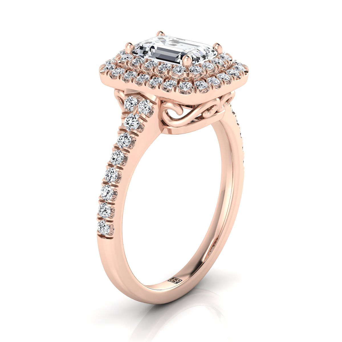Select Double Halo Cut styling on The Britney emerald engagement ring setting | RockHer