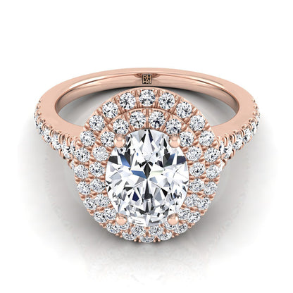 Britney Select Double Halo Oval Lab Diamond Engagement Ring in 14K Rose Gold | RockHer