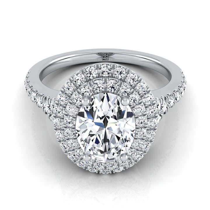 Double Scalloped Pavé Halo Oval, in Platinum, pave setting – view 8 | RockHer