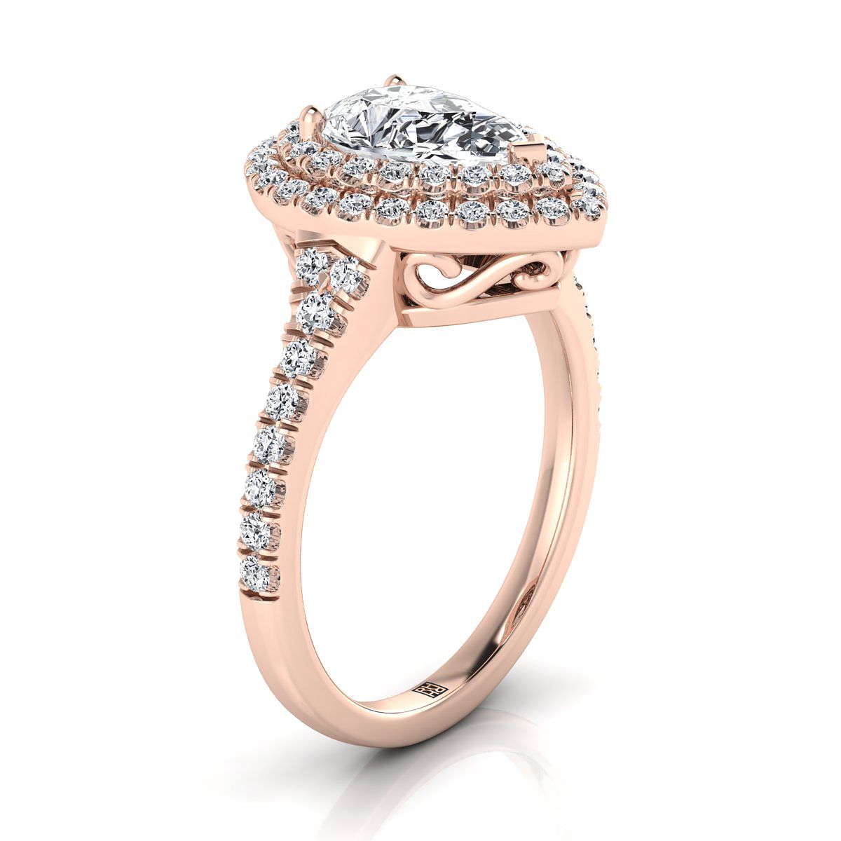 Select Double Halo styling on The Britney pear engagement ring setting | RockHer