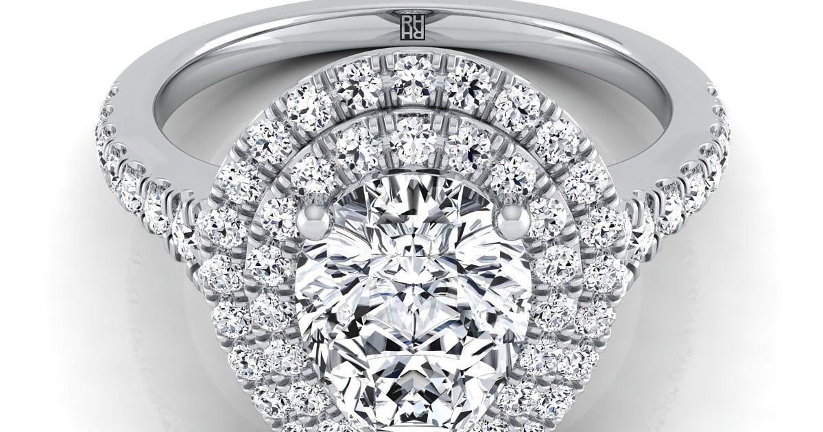 Britney Double Scalloped Pavé Halo | 14K White Gold | RockHer
