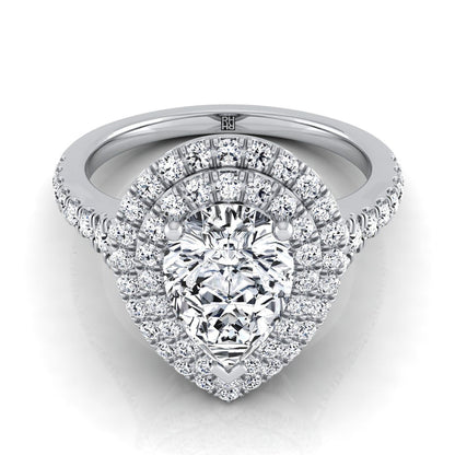 Double Scalloped Pavé Halo Pear Shape, in Platinum, pave setting | RockHer