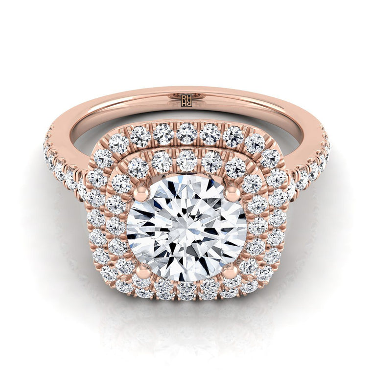 The Britney Select Double Halo Round Lab Diamond Engagement Ring in 14K Rose Gold
