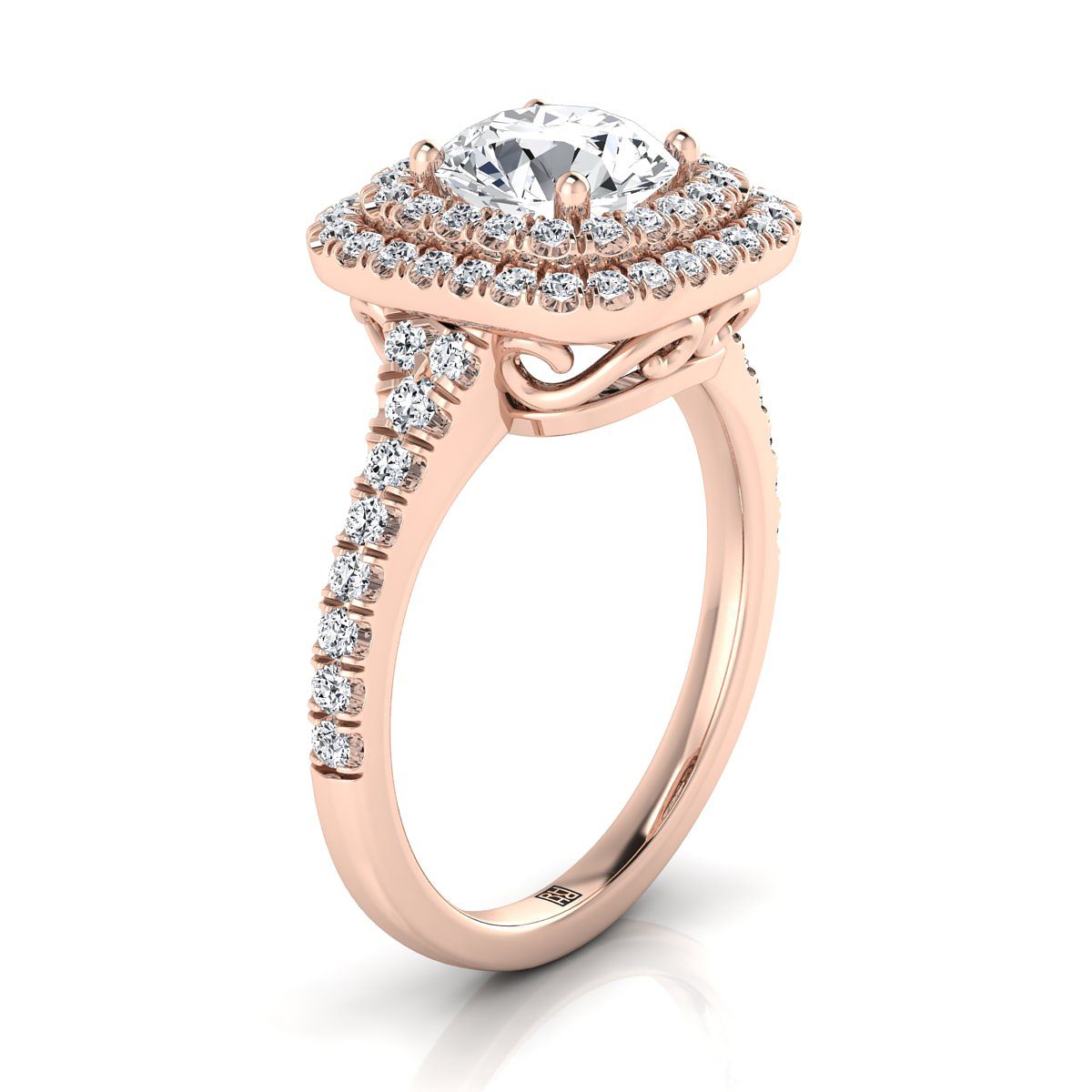 Select Double Halo styling on The Britney round engagement ring setting | RockHer