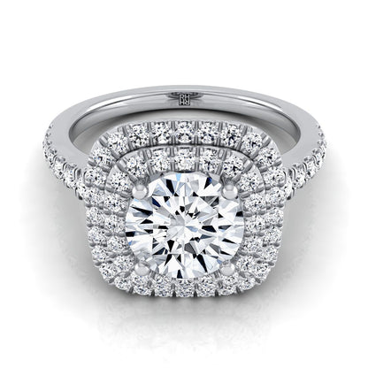 Round Brilliant, Double Scalloped Pavé Halo, in Platinum, pave setting | RockHer