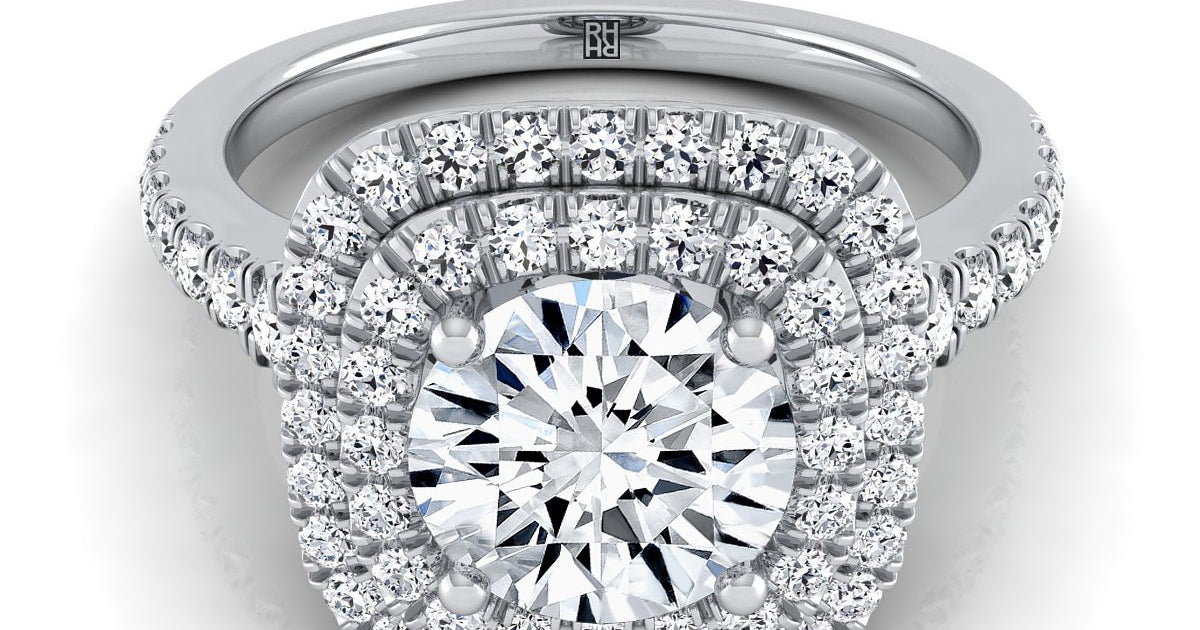 Britney Double Scalloped Pavé Halo | 14K White Gold | RockHer