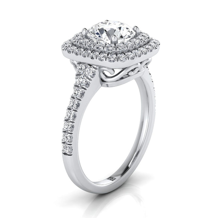 Britney Select Double Halo Round Lab Diamond Engagement Ring in Platinum | RockHer