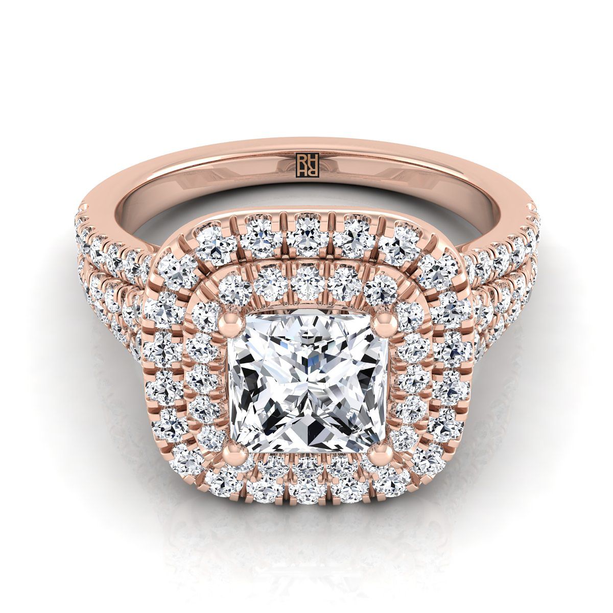 The Lyra princess engagement ring setting in 14K Rose Gold | RockHer