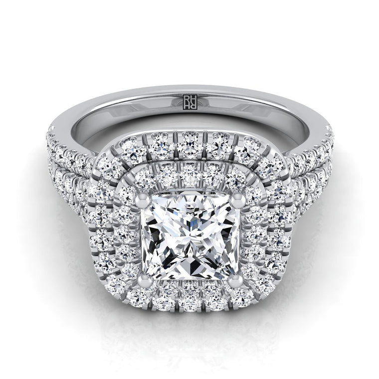 The Lyra Select Double Halo Princess Cut Lab Diamond Engagement Ring in Platinum