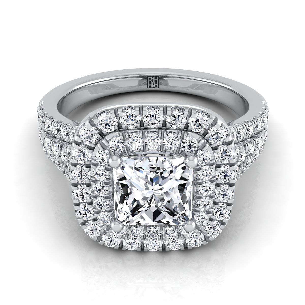 The Lyra princess engagement ring setting in 18K White Gold | RockHer