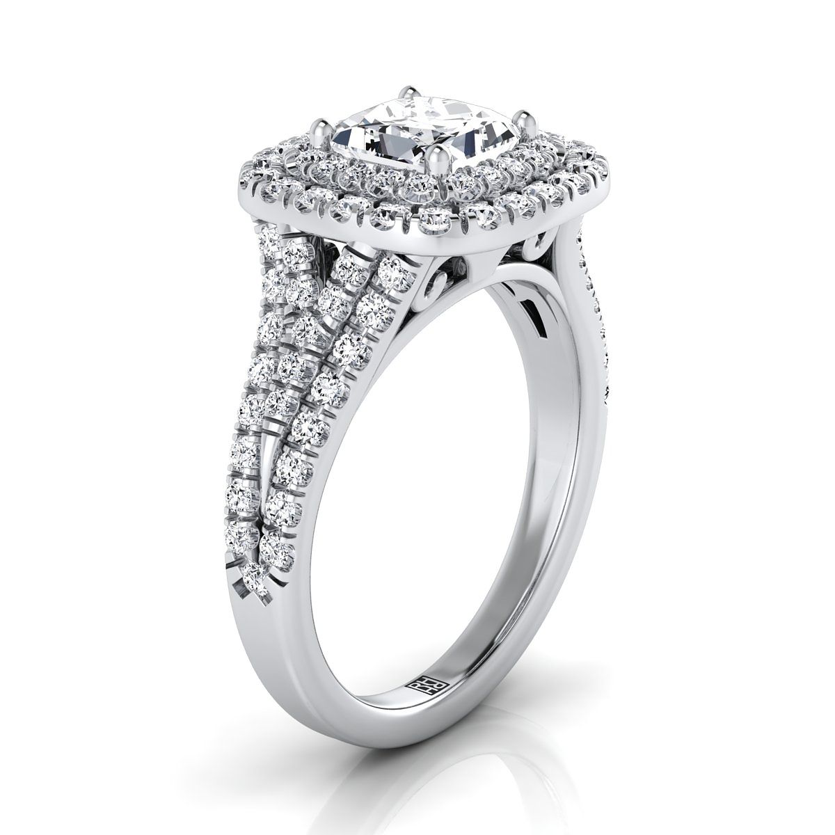 The Lyra Select Halo Engagement Ring with Lab Diamond in Platinum - view 2