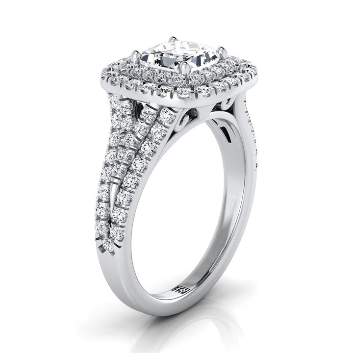 The Lyra Select Halo Engagement Ring with Lab Diamond in 18K White Gold - view 2