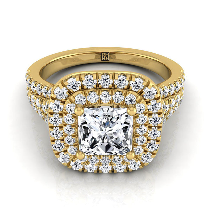 The Lyra Select Halo Engagement Ring with Lab Diamond in 18K Yellow Gold - view 1