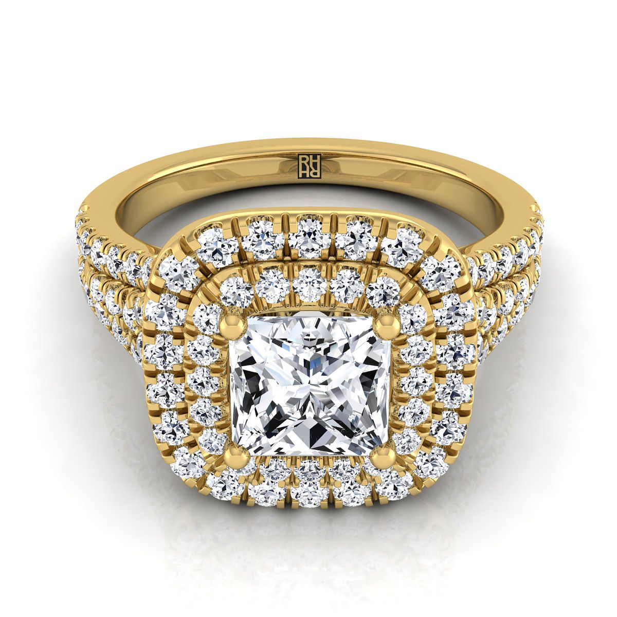 The Lyra princess engagement ring setting in 18K Yellow Gold | RockHer