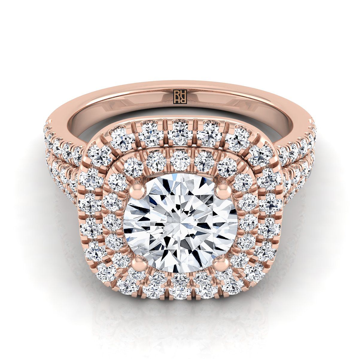The Lyra round engagement ring setting in 14K Rose Gold | RockHer
