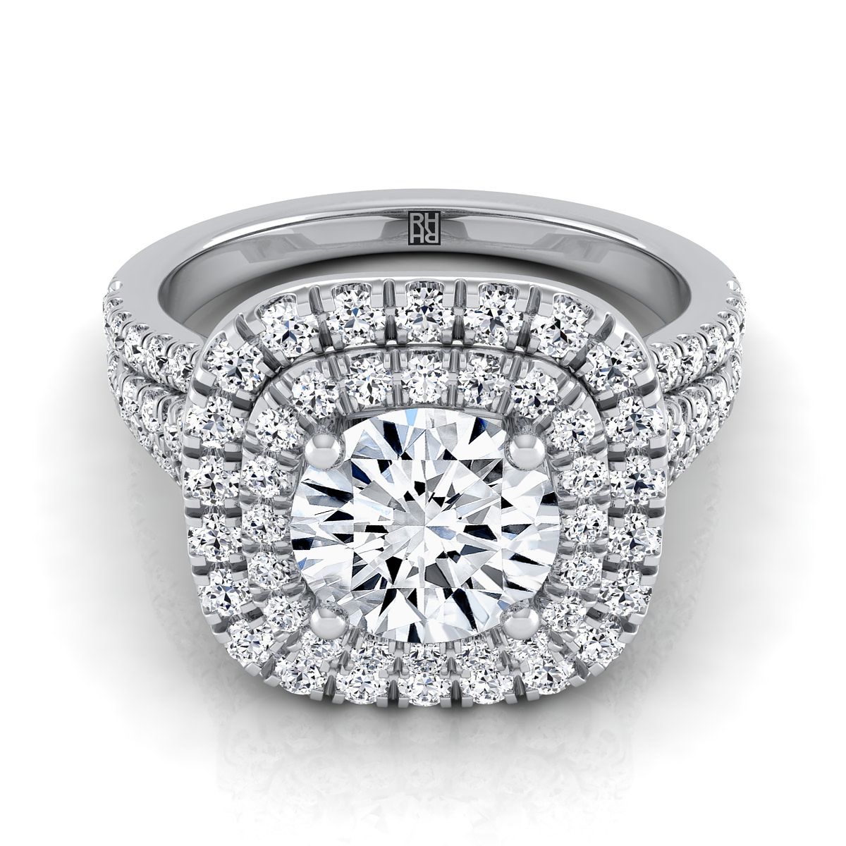The Lyra round engagement ring setting in Platinum | RockHer