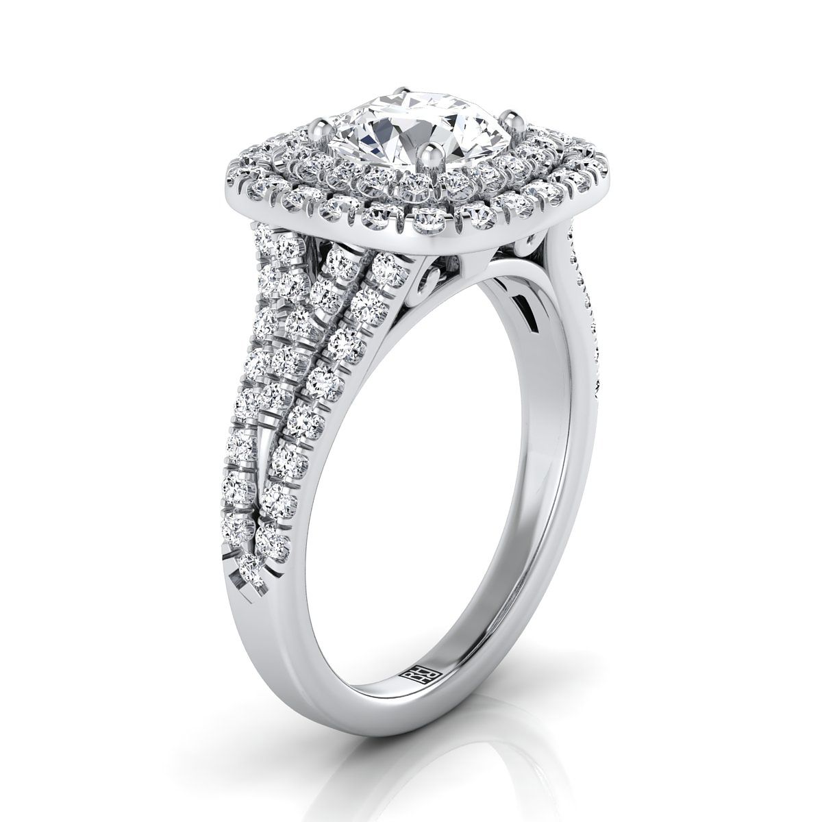 Select Double Halo styling on The Lyra round engagement ring setting | RockHer