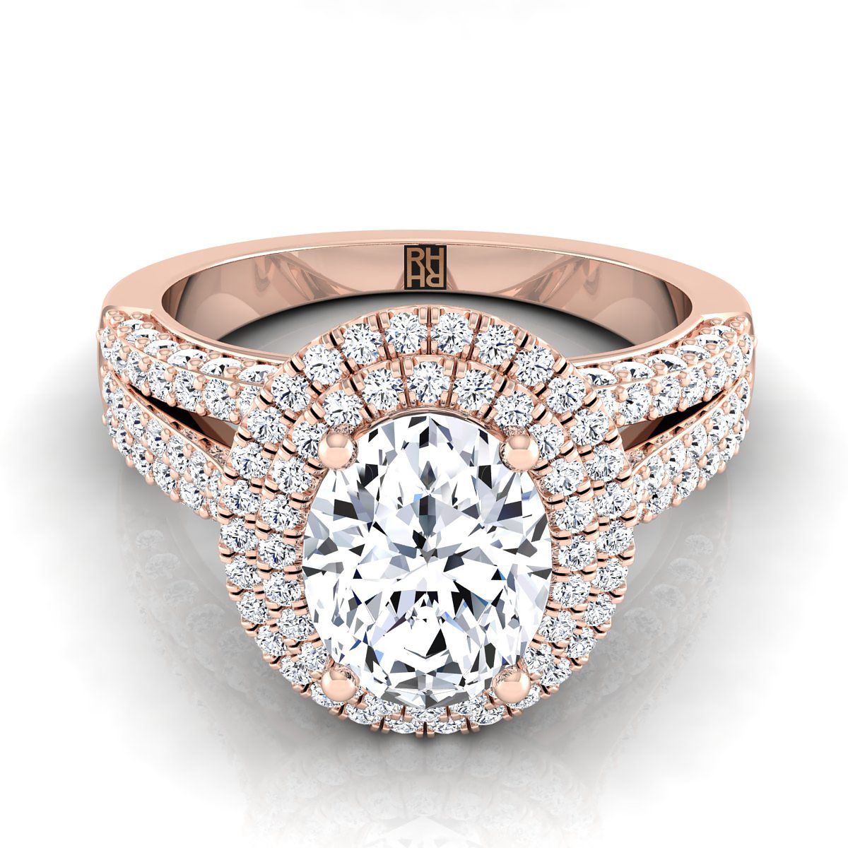 Mariah Select Halo Oval Lab Diamond Engagement Ring in 14K Rose Gold | RockHer