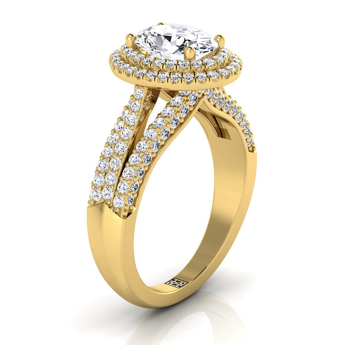 RockHer atelier photo of The Mariah oval engagement ring setting in 18K Yellow Gold
