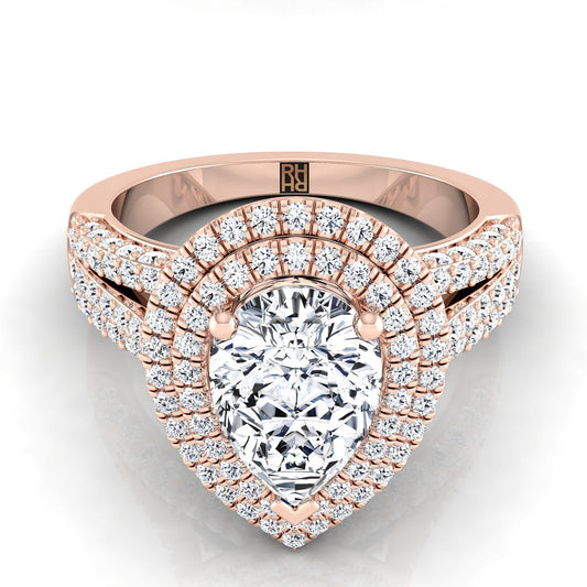 The Mariah Select Halo Engagement Ring with Lab Diamond in 14K Rose Gold - view 1