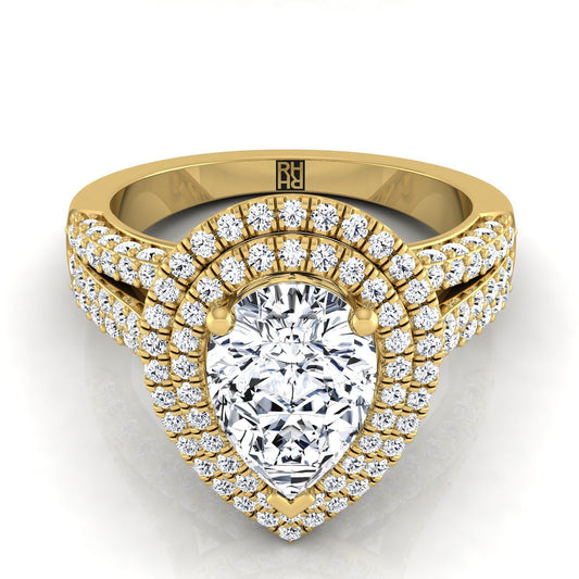 The Mariah Select Halo Engagement Ring with Lab Diamond in 18K Yellow Gold - view 1
