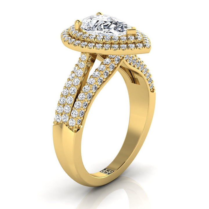 The Mariah Select Halo Engagement Ring with Lab Diamond in 18K Yellow Gold - view 2