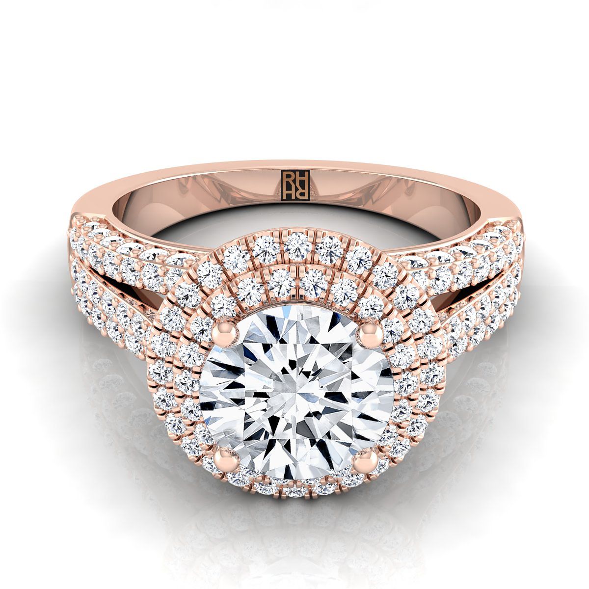 The Mariah round engagement ring setting in 14K Rose Gold | RockHer