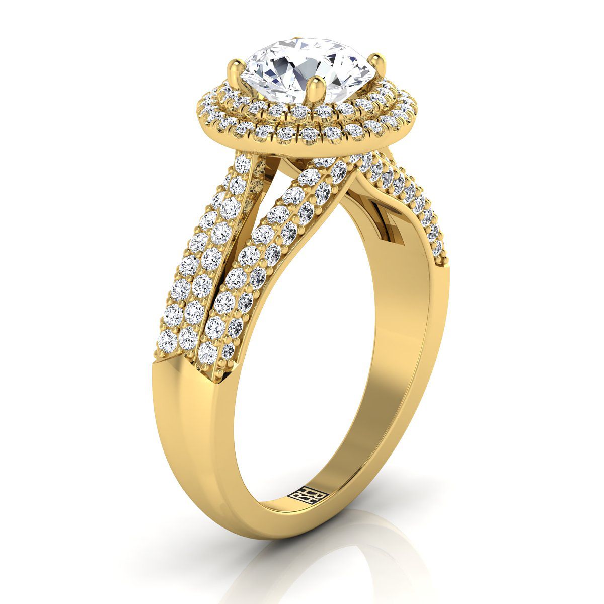 Made to order: The Mariah round engagement ring setting in 18K Yellow Gold | RockHer