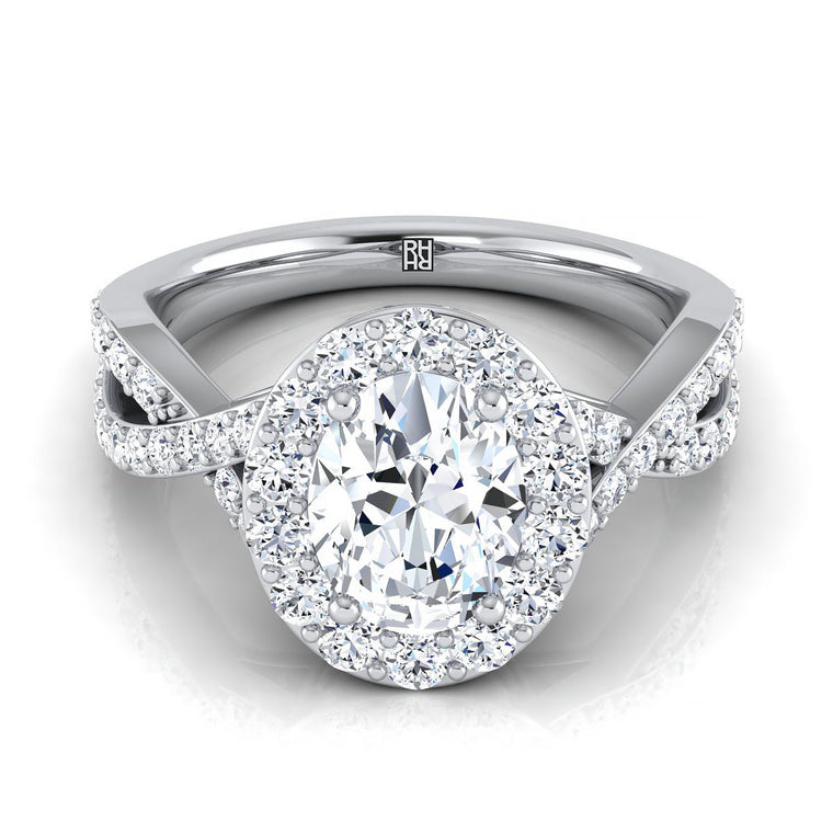 The Melody Select Halo Oval Lab Diamond Engagement Ring in Platinum