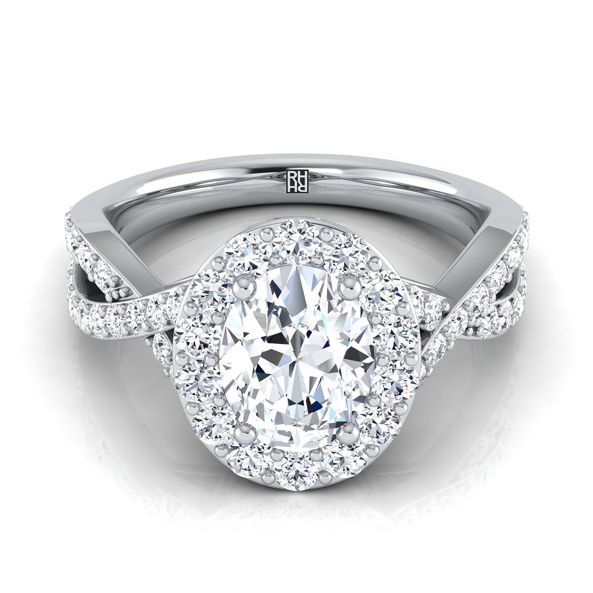 The Melody oval engagement ring setting in 18K White Gold | RockHer