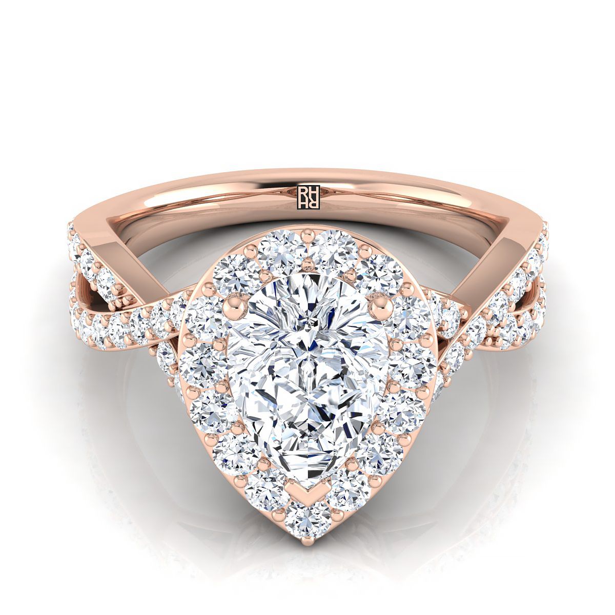 The Melody pear engagement ring setting in 14K Rose Gold | RockHer