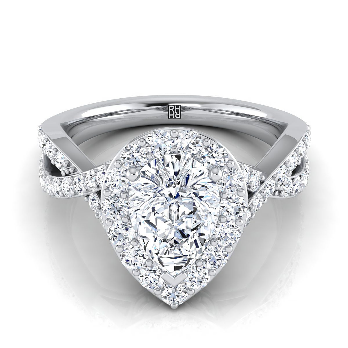 The Melody pear engagement ring setting in Platinum | RockHer