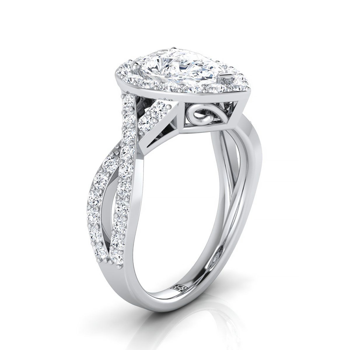 Select Halo styling on The Melody pear engagement ring setting | RockHer