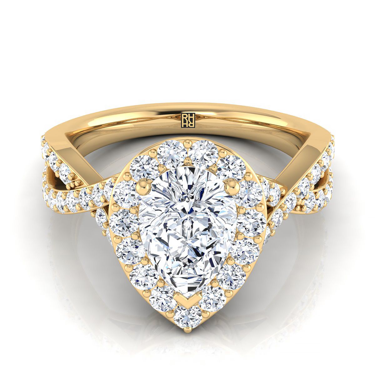 The Melody pear engagement ring setting in 18K Yellow Gold | RockHer