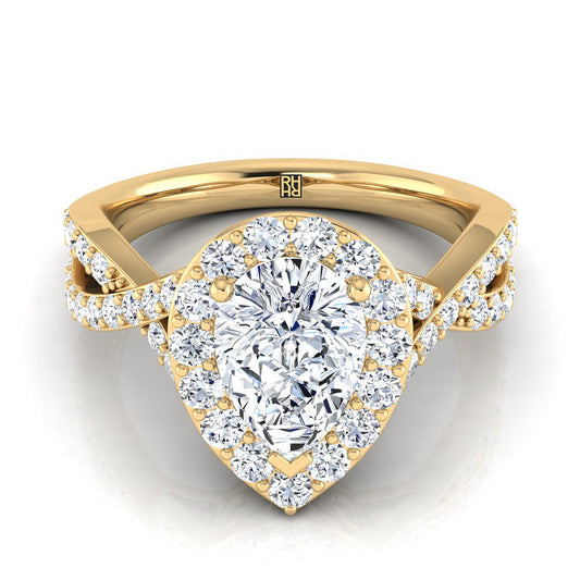 The Melody Select Halo Engagement Ring with Lab Diamond in 18K Yellow Gold - view 1