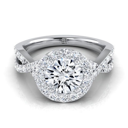 The Melody Select Halo Engagement Ring with Lab Diamond in 18K White Gold - view 1