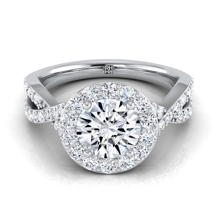 The Melody Select Halo Round Lab Diamond Engagement Ring in 18K White Gold