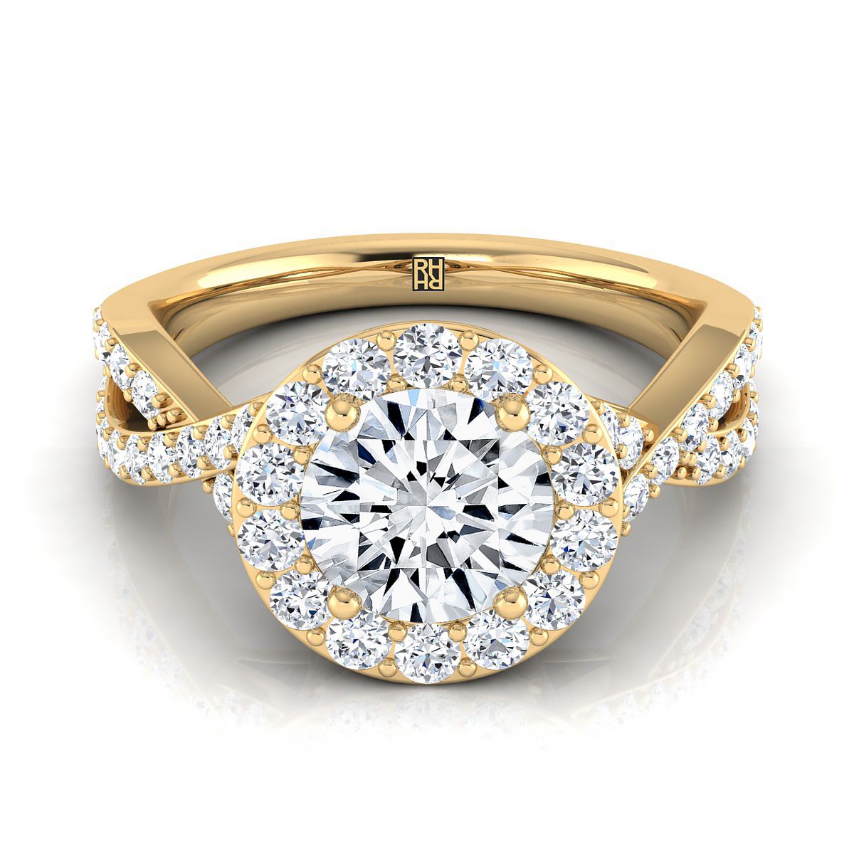 The Melody round engagement ring setting in 18K Yellow Gold | RockHer