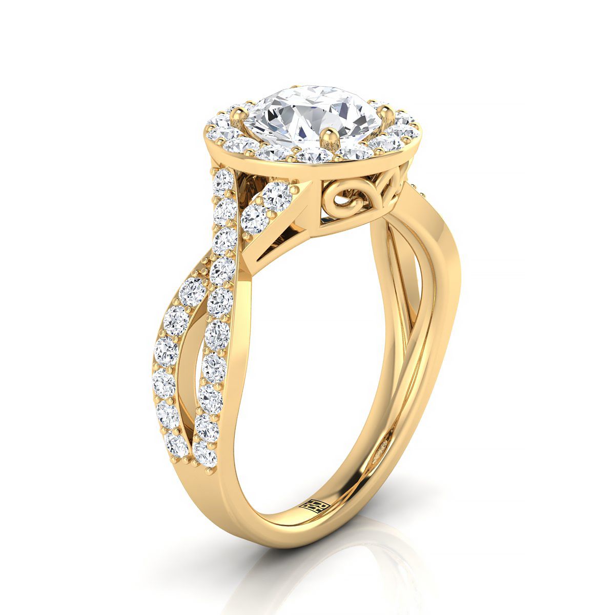 The Melody Select Halo Engagement Ring with Lab Diamond in 18K Yellow Gold - view 2
