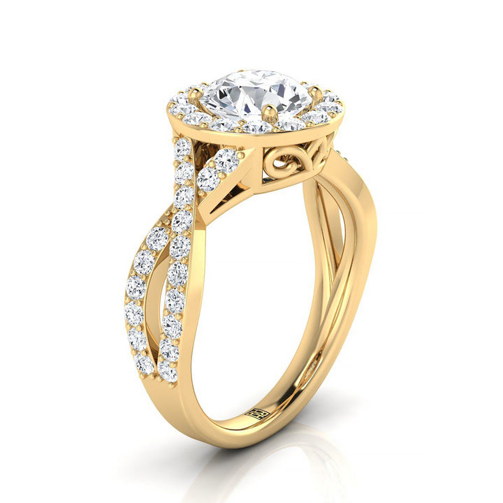 The Melody Select Halo Engagement Ring with Lab Diamond in 18K Yellow Gold - view 2