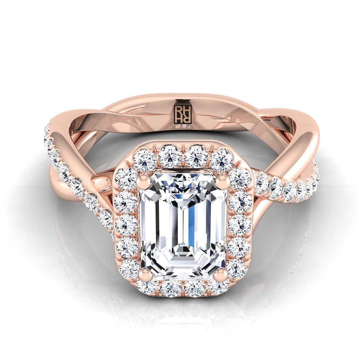 The Harmony emerald engagement ring setting in 14K Rose Gold | RockHer