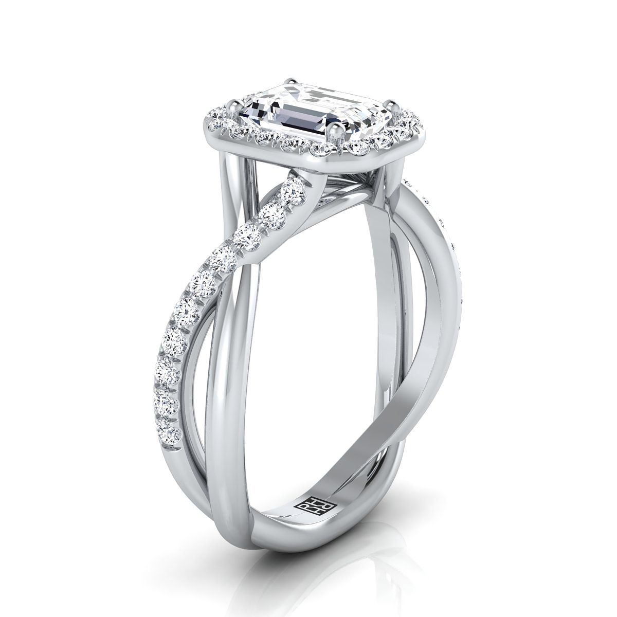 RockHer atelier photo of The Harmony emerald engagement ring setting in Platinum