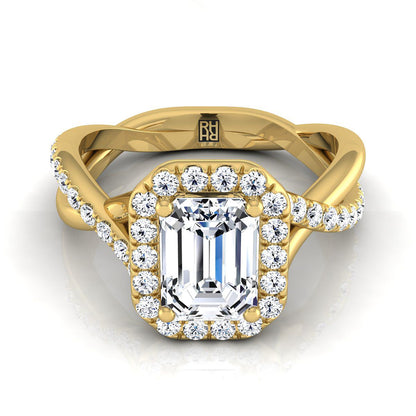 The Harmony Select Halo Engagement Ring with Lab Diamond in 18K Yellow Gold - view 1