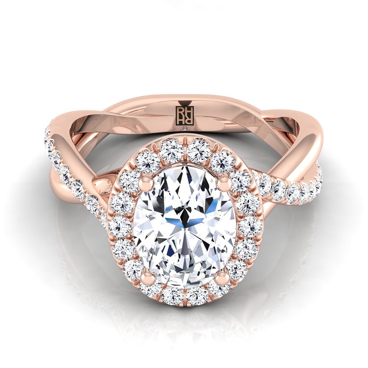 The Harmony oval engagement ring setting in 14K Rose Gold | RockHer