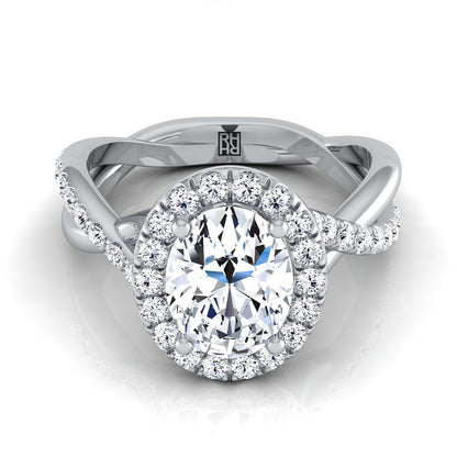Twisted Vine Halo Oval, in Platinum, pave setting | RockHer